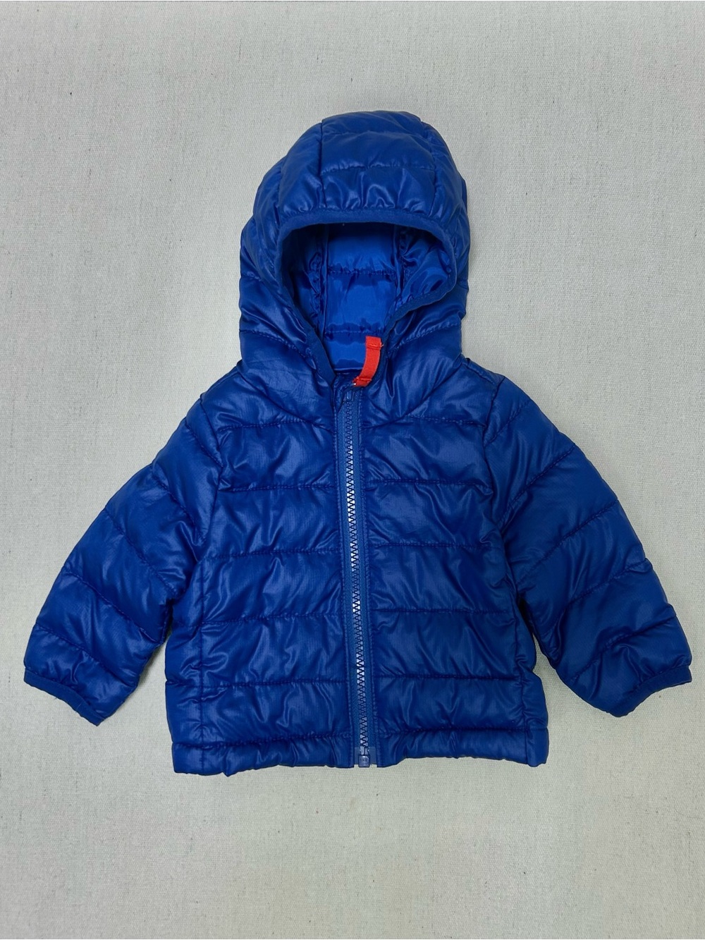 Primary Blue Infant Puffer Jacket with Red Loop